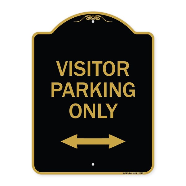 Visitor Parking Visitor Parking Only With Bidirectional Arrow, Black & Gold, A-DES-BG-1824-22725